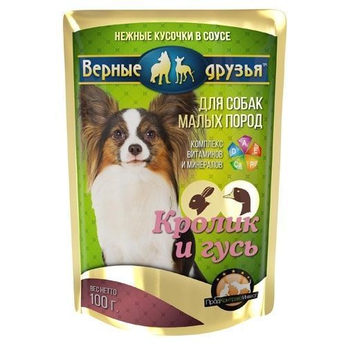 Пакет дой-пак "Верные друзья" 100 гр "Кролик/гусь" для малых пород в соусе