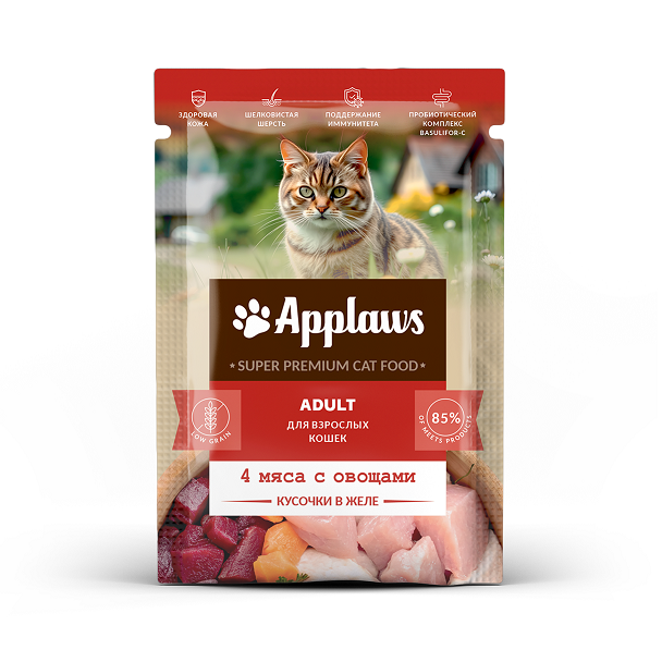 Applaws Adult для взрослых кошек, кусочки в желе “4 мяса с овощами”