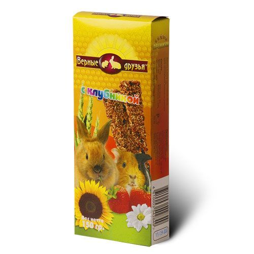 Лакомства "Верные друзья" для грызунов с клубникой (2 зерновые палочки)