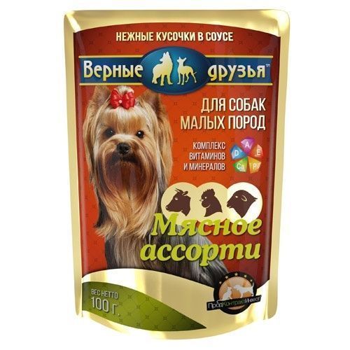 Пакет дой-пак "Верные друзья" 100 гр. Мясное ассорти для малых пород в соусе