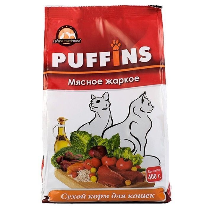 Сухой корм для взрослых кошек "Puffins" Мясное жаркое