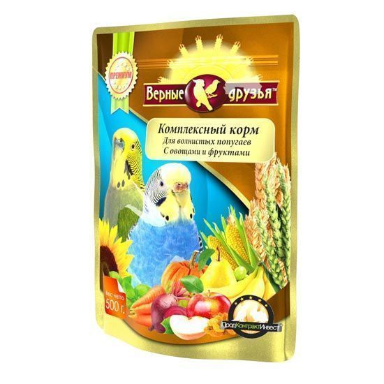 Корм "Верные друзья" для волнистых попугаев с овощами и фрукт