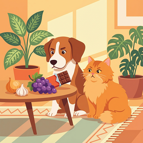 Опасные растения и продукты питания для домашних животных